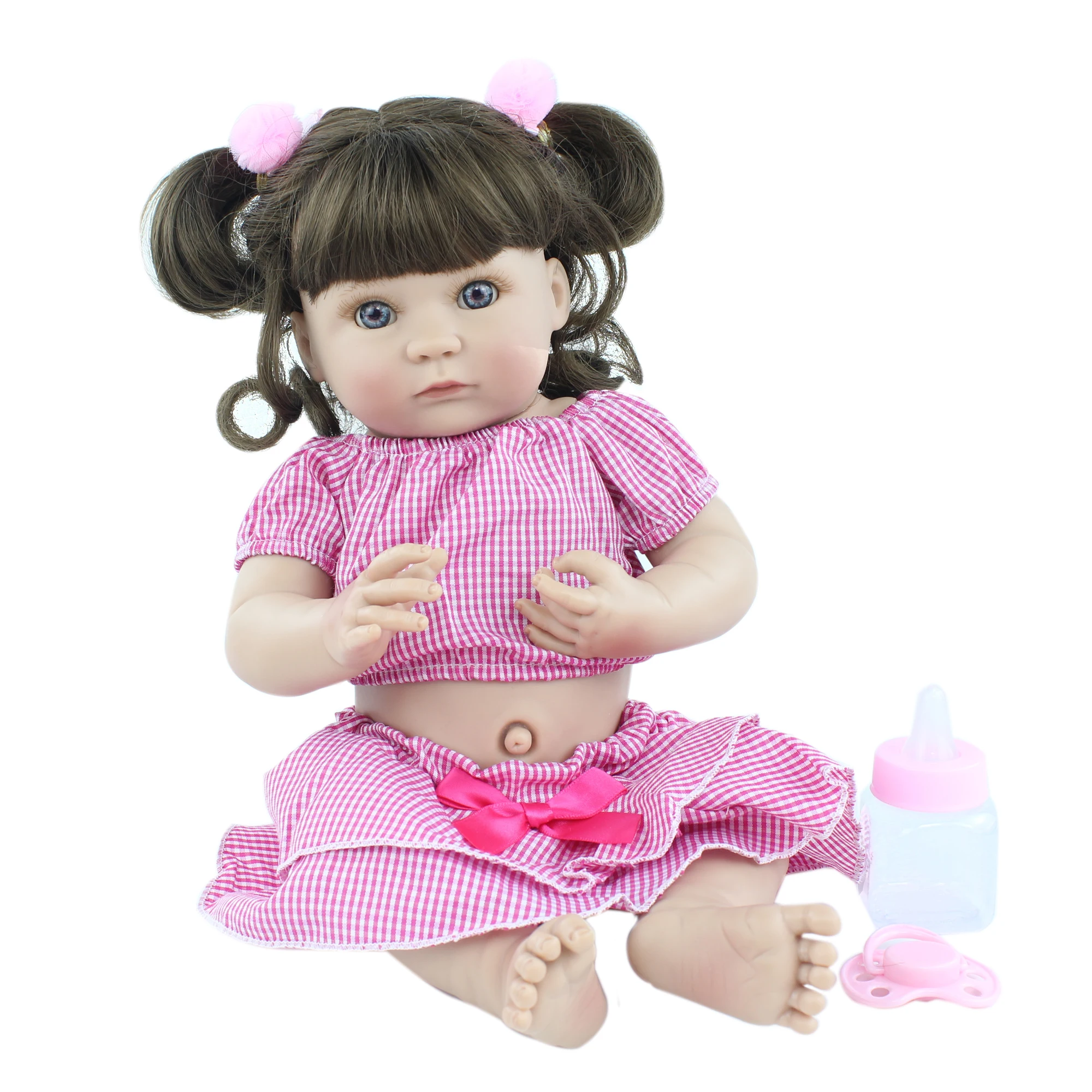 

40cm Full Silicone Reborn Doll Lifelike Vinyl Mini Babies Bonecas Child Bathe Dress Up Education Birthday Gift