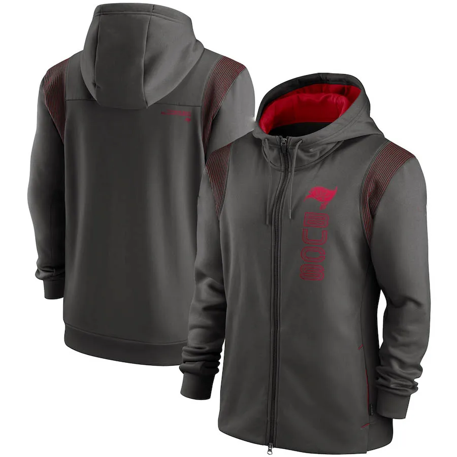 

Tampa Bay Men's Buccaneers Sideline Team Performance Defender Full-Zip American Football Autumn Winter zip up Hoodie for Jacket