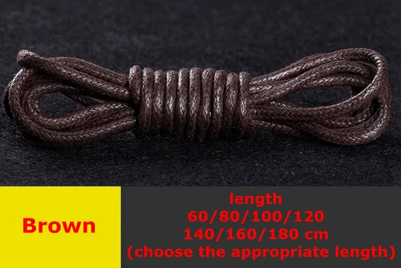 Brown 1 пара, высококачественные круглые шнурки, водонепроницаемая обувь, шнурки, Уличная обувь для отдыха, Ботинки martin для взрослых, унисекс, вощеная хлопковая обувь с кружевом - Цвет: Brown