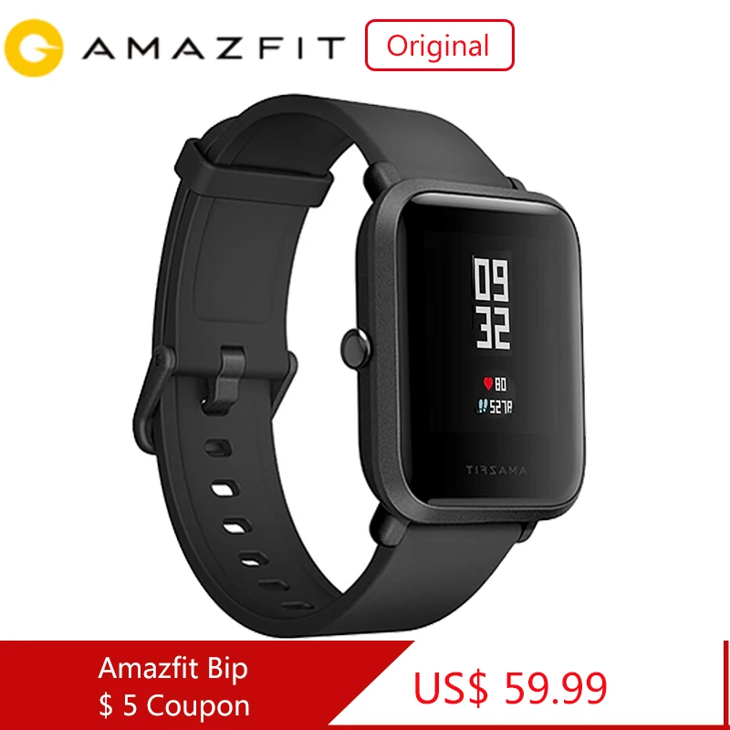 Оригинальные Смарт-часы Amazfit Huami Amazfit Bip, умные часы, Bluetooth 4,0, gps, пульс, 45 дней, батарея, IP68-глобальная версия