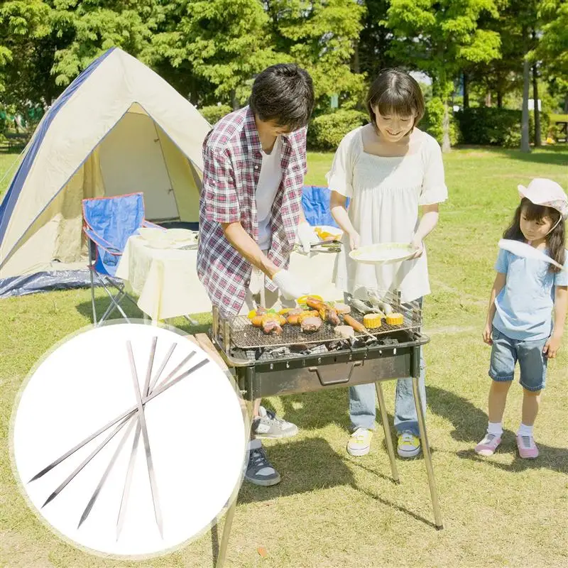 

5 Pcs Skewers Durable Practical Meat Skewers Stainless Steel Skewers for Garden Home BBQ