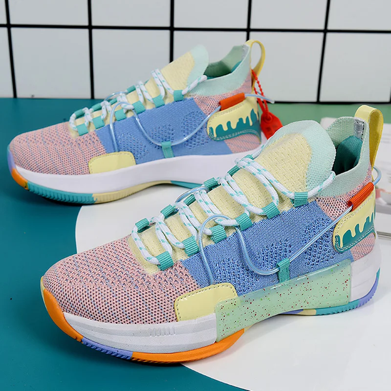 

2021 Unisex Basketball Shoes Men High Top Sports Air Cushion Athletic Male Boots Women Comfortable Breathable Sneakers
