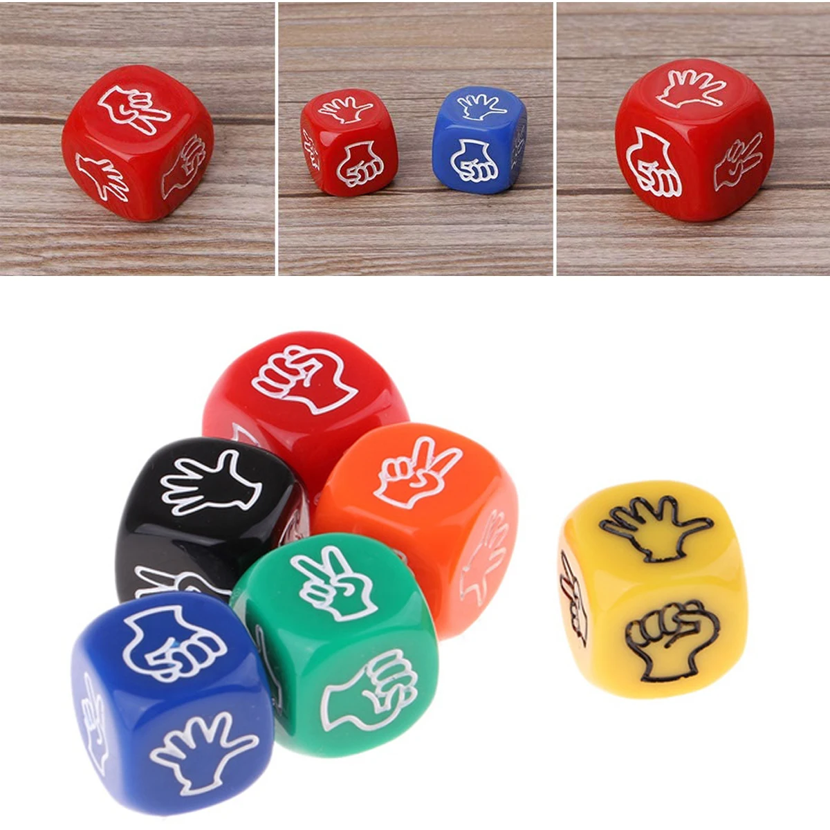 

1 Pair Creative Roshambo Dice Board Games Toy Rock Paper Scissors Stone 20mm Safe Round Corner for Kids Playing Party Adult
