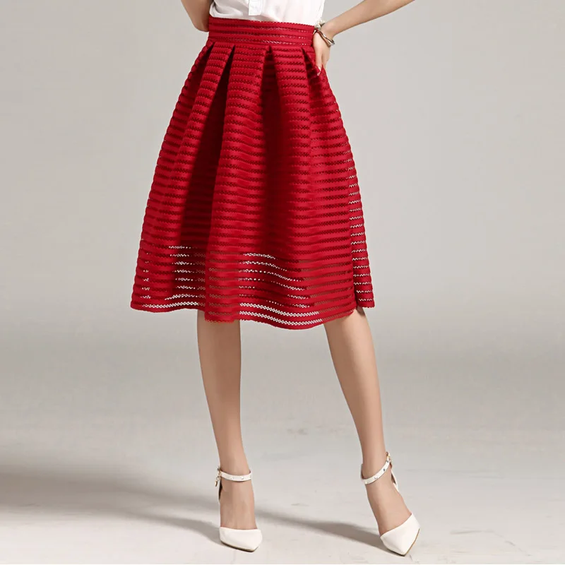 Женская Пышная юбка в полоску MWSFH черная красная с вырезом бальная длинная для