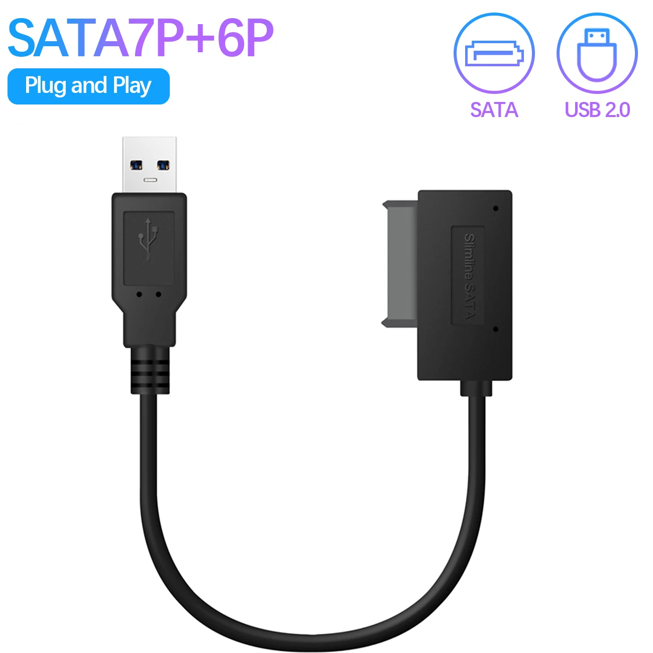 

35cm USB3.0 To Mini Sata II 7+6 13Pin Adapter Converter Cable For Laptop CD/DVD ROM Slimline Drive Computer Notebook Accessory