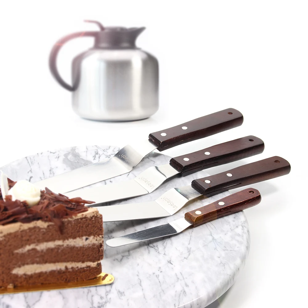 Лопатка для торта из нержавеющей стали с деревянной ручкой набор 4 предметов