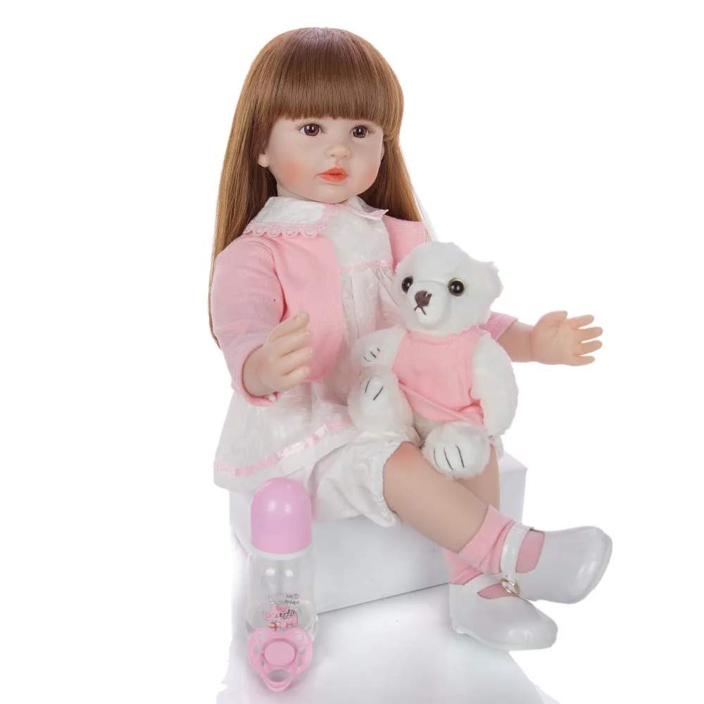 KEIUMI Reborn Baby силиконовая кукла, мягкое тело, 24 дюйма, Кукла Reborn Baby 60 см, розовые длинные волосы Outifi для подарка на день рождения