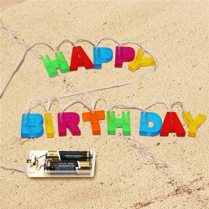 Светодиодный светильник на батарейках с надписью Happy Birthday декор для дня рождения