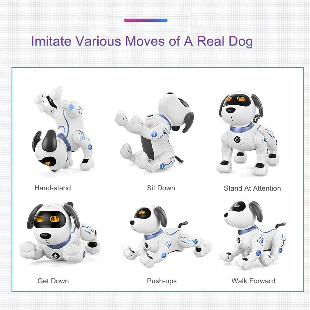 LE NENG Robot Toys Electronic Animals Dog RC Stunt Voice Command Programmable Touch-sense Music Song Toy for Kids | Игрушки и хобби