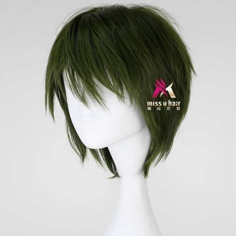 Japanese Anime kurokos basket Green wig kuroko no basuke Midorima Shintaro green straight Comic role play hair + cap |
