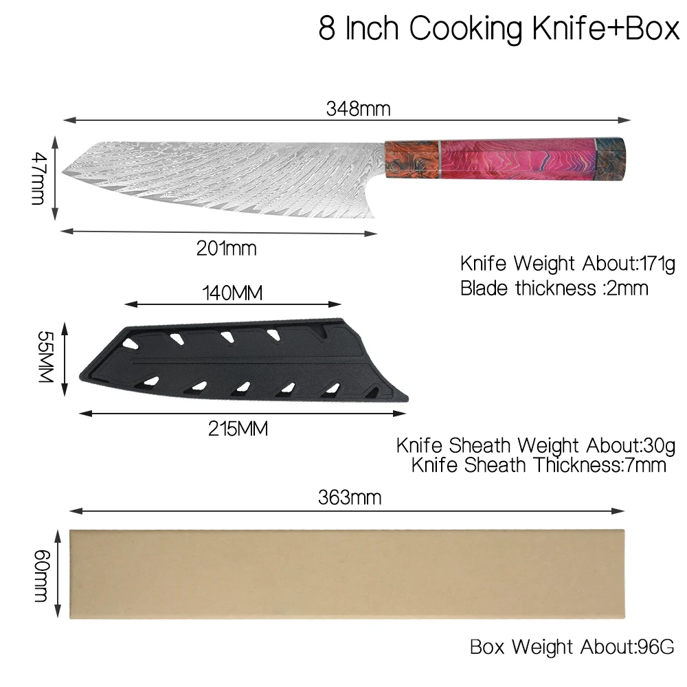 Нож шеф-повара из дамасской стали японские универсальные ножи острый Мясницкий