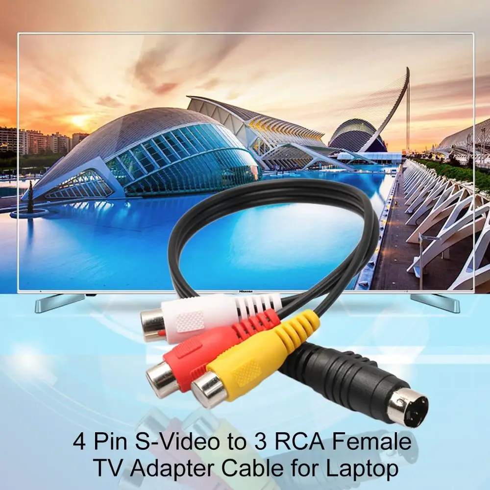 Профессиональный аудиокабель 4 Pin S-Video на 3 RCA Female TV адаптер кабель для ноутбука с