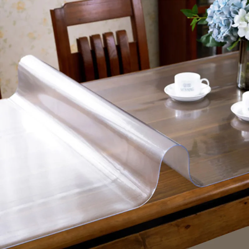 

1.5mm PVC Transparent Tablecloth Waterproof Rectangle Table Cover Map Kitchen Oilproof Dining Table Cloth Blanket Soft Carpet