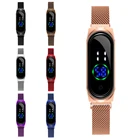 Часы женские цифровые с сенсорным экраном, модные электронные светодиодные с сетчатым браслетом из розового золота