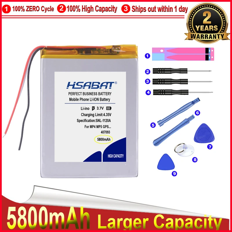 Аккумулятор для планшета HSABAT 0 цикл 5800 мач 3 провода 407093 аккумулятор детского