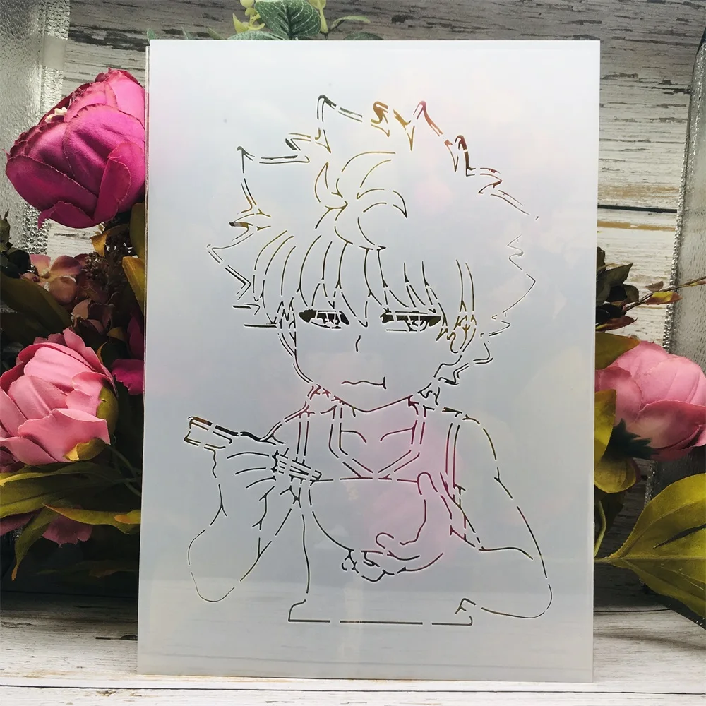 

A4 29cm Anime Hunter X Hunter Killua Eating DIY Layering Stencils Painting Scrapbook Coloring Emboss Album Decorative Template