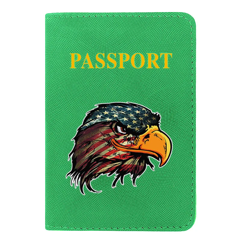 

Personality Passport Cover High Quality Leather American Crying Eagle ID Organizer Card Passport Holder Case