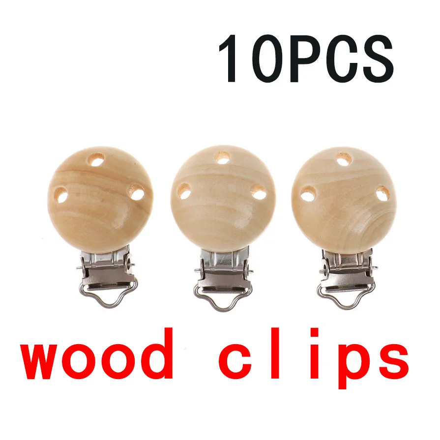 wood clip Atob10 шт., силиконовые металлические зажимы для соски, Детские аксессуары, сердце, Прорезывание Зубов, ожерелье, зажим, Товары для детей, держатель для соски - Цвет: wood clip