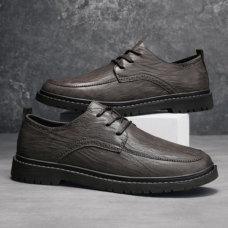 

Mens Shoes Lace Up Leather Shoes Comfy Office Style Leisure Walk Oxfords Men Casual Shoes British Style Formal Shoes Handmade