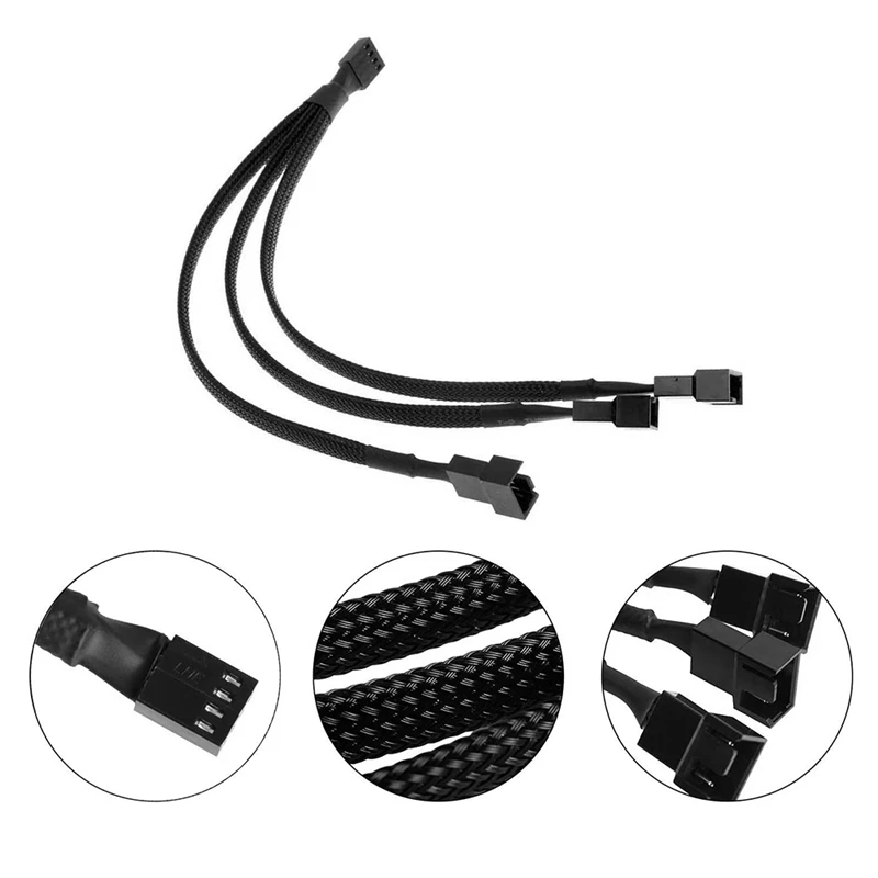 

PWM Fan Splitter Adapter Cable Sleeved Braided Y Splitter Computer 4 Pin Fan Extension Power Cable 1 To 3 Converter
