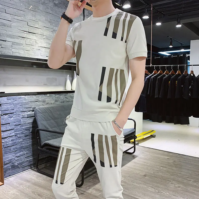 

Summer sportswear men's Korean fashion handsome men's short sleeve t-shirt men's casual sportswear summer clothes