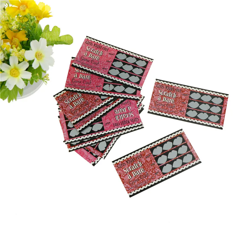 

Pack of 12 Do a Dare Scratch Card Game Funny Joke Toy Wedding Shower Hen Night Bachelorette Party Girls Night Out Accessories