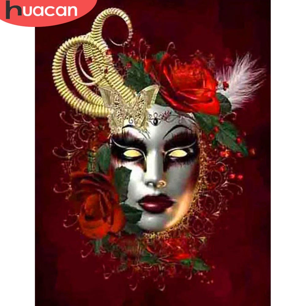

HUACAN 5d Diamond Painting Woman Masks Full Square/Round Drill Diamond Mosaic Cross Stitch Landscape Home Decor