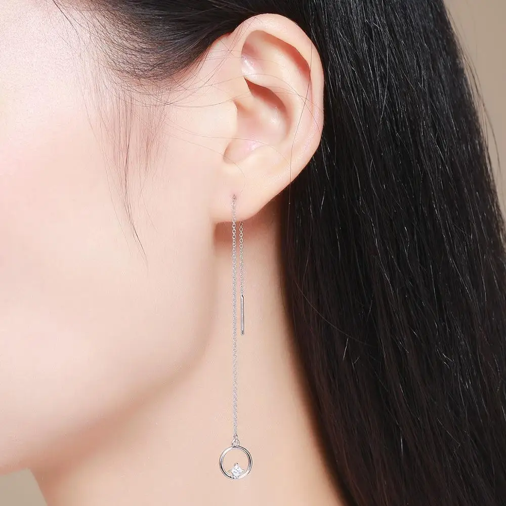 Серьги-подвески женские из серебра 925 пробы с цирконами | Украшения и аксессуары