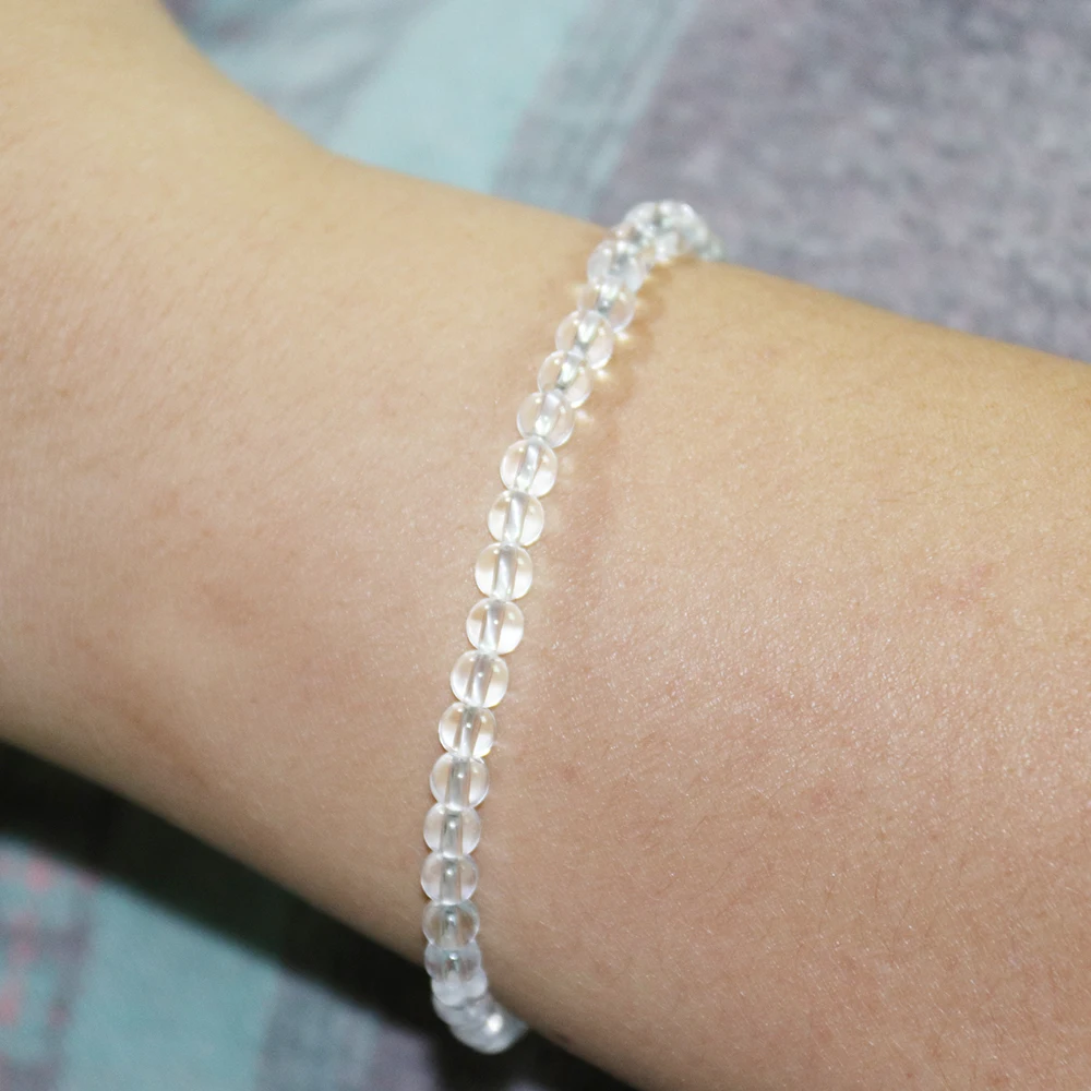 MG0037 оптовая продажа прозрачный кварц браслет 4 мм Мини с драгоценным камнем Новый