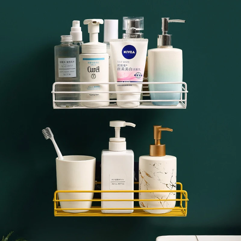 Самоклеящаяся полка для хранения без отверстий ванной комнаты настенный
