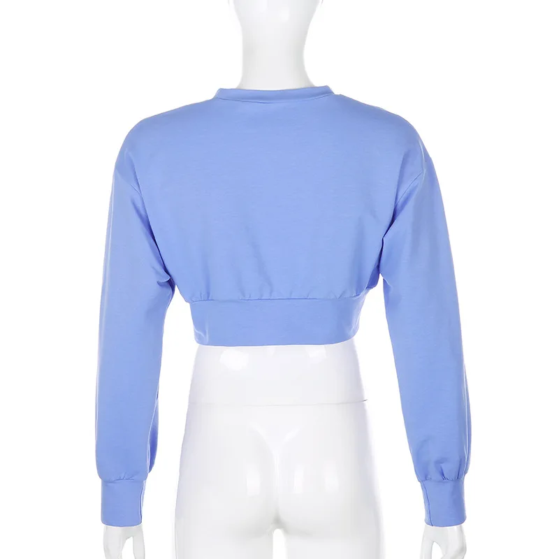 

2020 Autumn New Letter Print Sexy Navel Loose Waist Slimming Basic Casual Top Sweatshirts Women