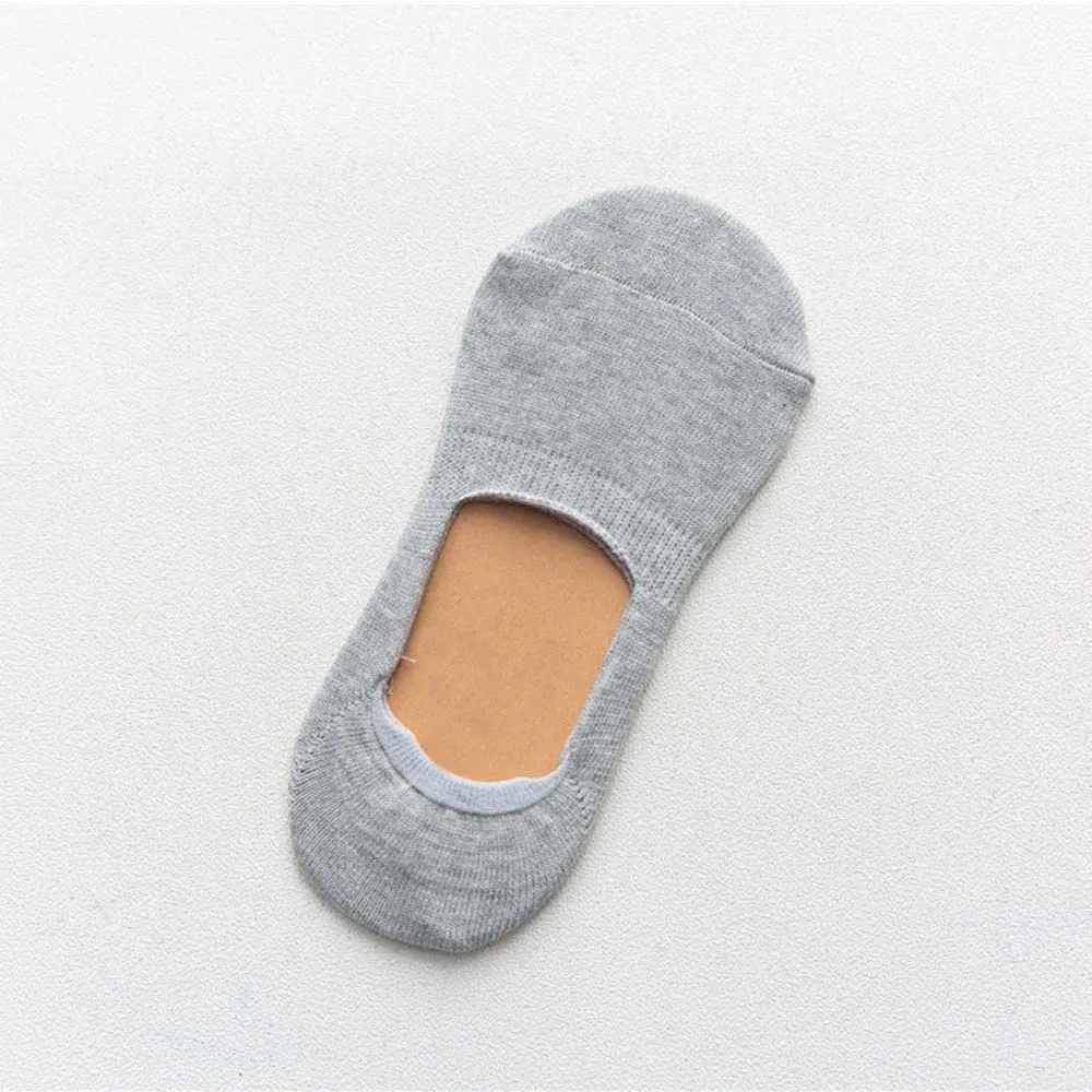 light gray Сезон весна-лето; женские носки; однотонные модные неглубокие невидимые носки; женские носки-тапочки; носки-башмачки; нескользящие носки - Цвет: light gray