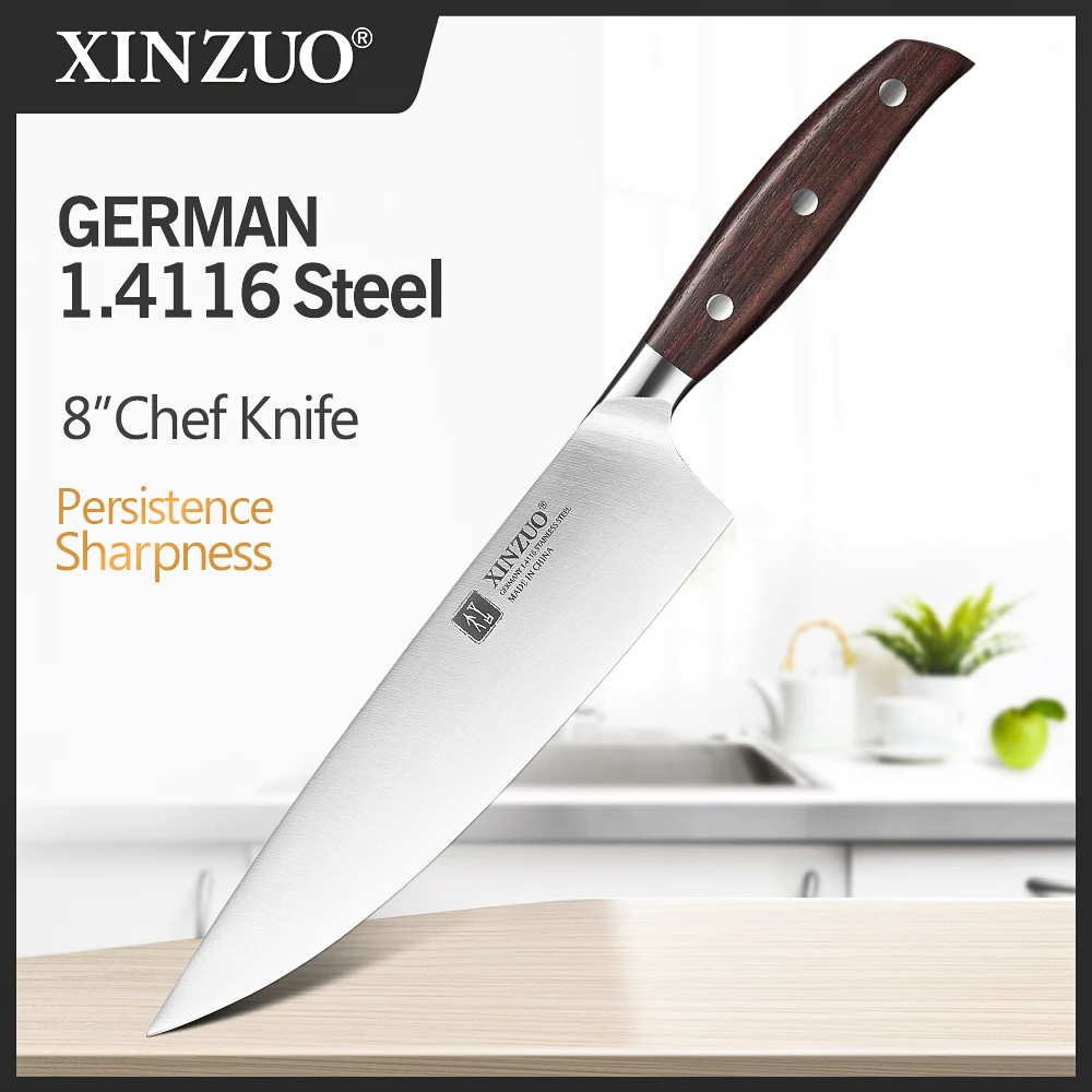 

XINZUO 8'' Chef Knife Germany DIN 1.4116 Stainless Forged Steel Kitchen Knives Chef's Knife Kitchen Gyuto Knife