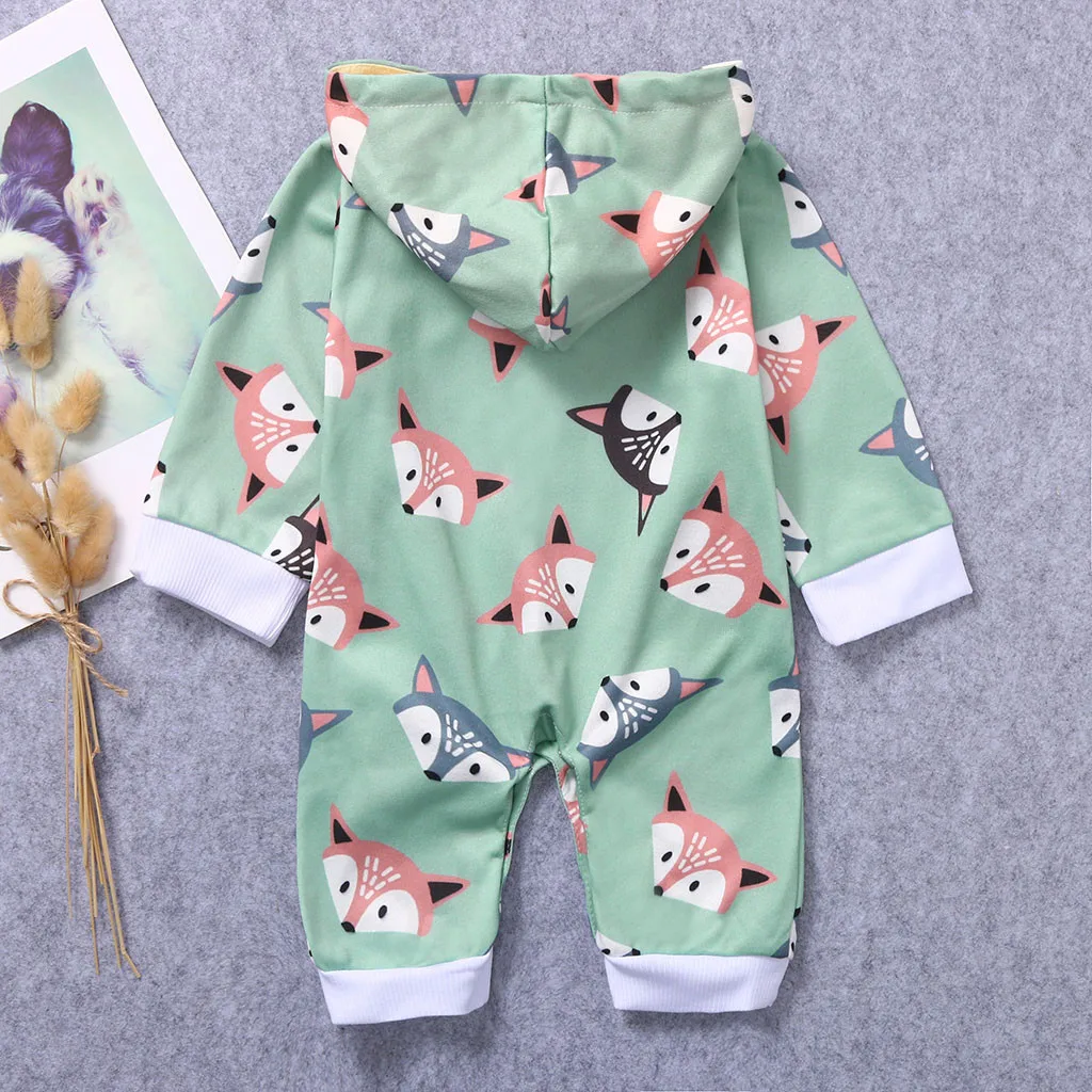 Зимний комбинезон для новорожденных мальчиков и девочек с капюшоном рисунком