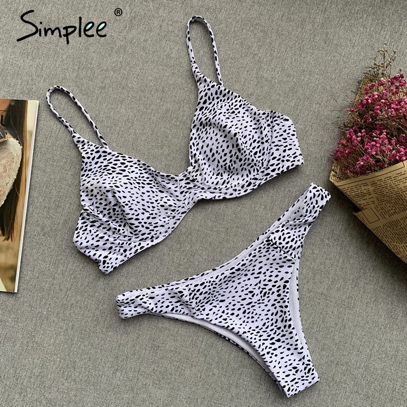 Женский купальник Simplee c пуш ап привлекательное бикини с принтом в горошек
