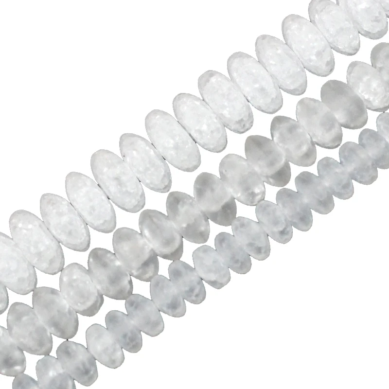 

Natural Rondelle White Faceted Snow Cracked Crystal Stone Beads Loose Spacer Beads For Jewelry Making DIY Bracelet Accessories