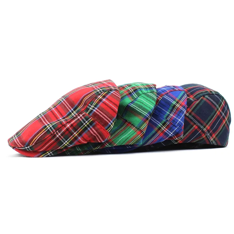 

Ditpossible Casual Cap Plaid Beret Women Spring Summer Cotton Irish Red Green Cap Gentlemen Vintage Ladies Hat Berets