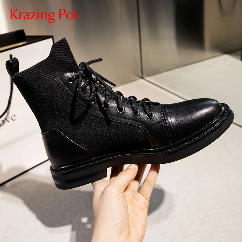 

Ботильоны из натуральной кожи с круглым носком, на низком толстом каблуке