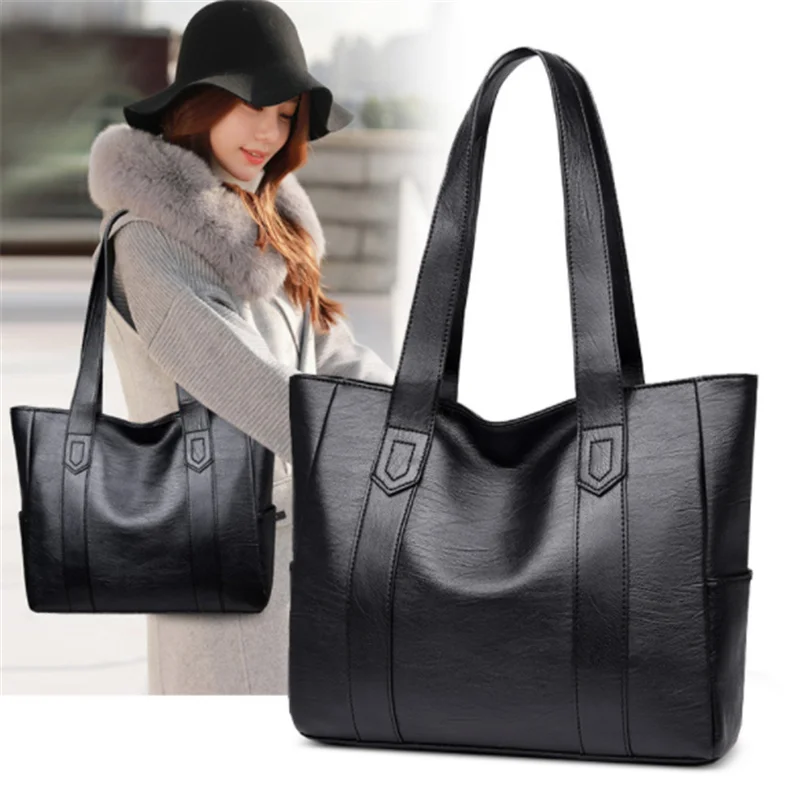 

Дамские сумочки из искусственной кожи, модные вместительные тоуты в стиле ретро, дизайнерская сумка на ремне с двумя ремешками, Женский шоп...