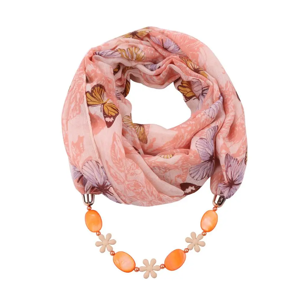 

Shell Handmade Jewelry Necklace Scarf Female Bamboo Cotton Printed Butterfly Fashion W arm Winter Decoration Ethnic Style D70