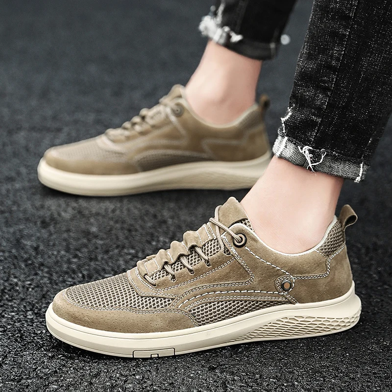 Мужская повседневная обувь из свиной кожи нескользящая резиновая роскошная