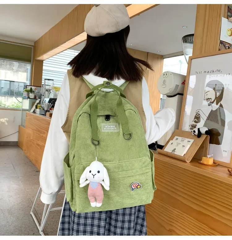 

Школьный ранец для женщин, мягкий вельветовый портативный рюкзак в японском студенческом стиле, в античном стиле, приятный на ощупь, для дев...