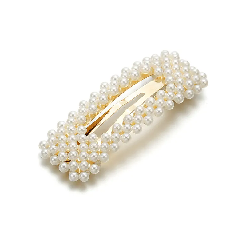 Korean Simulated Pearl Barrettes Beaded Geometric Women Hair Clip Hairgrips Accessories Girls Jewelry Fashion Pins | Украшения и