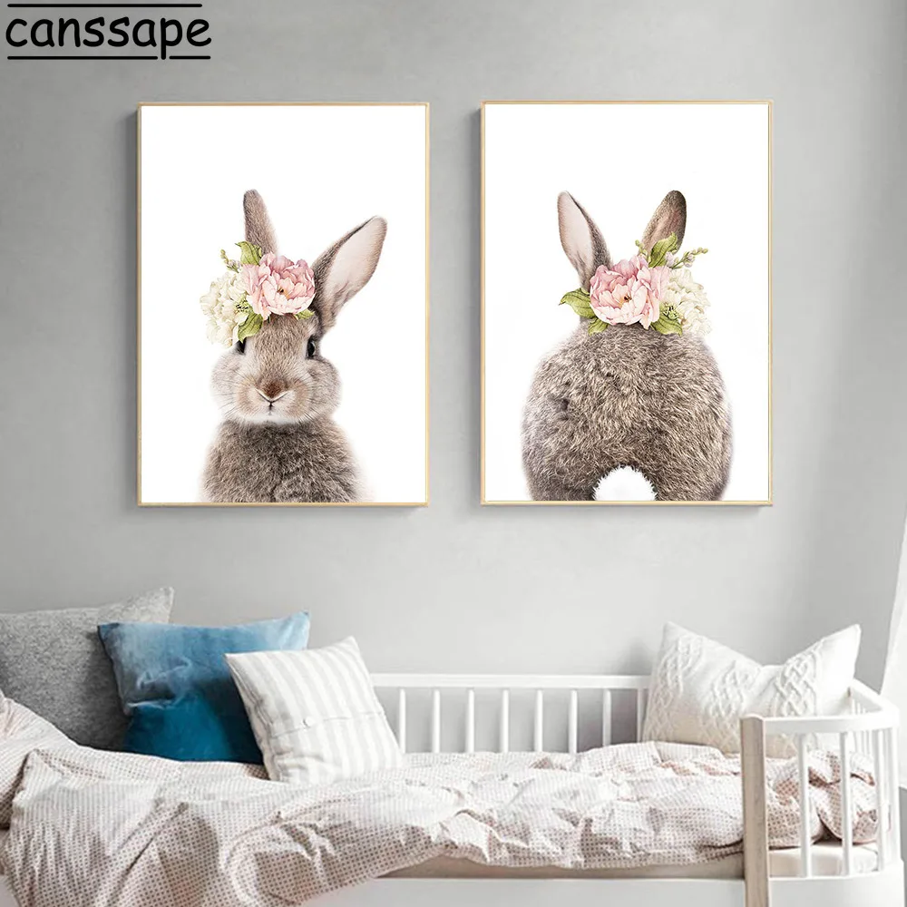 Постер в виде кролика детская настенная Картина на холсте медведь лиса детские