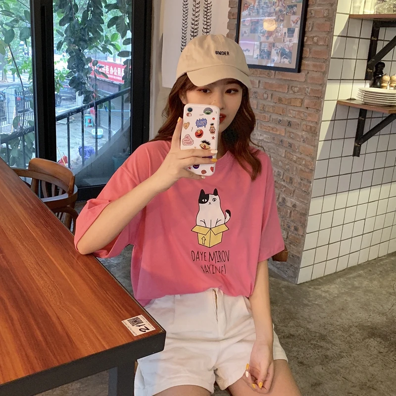 Женские футболки летняя футболка с коротким рукавом женская в стиле Харадзюку