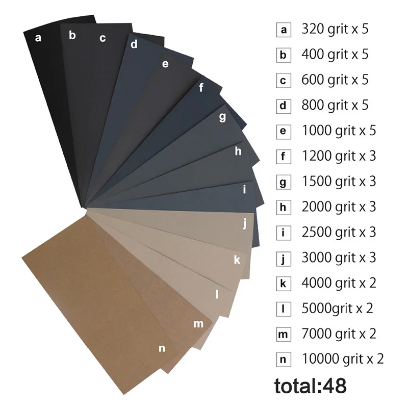 48 шт./компл. влажная наждачная бумага для полировки древесных пластмасс 320 ~ 100000