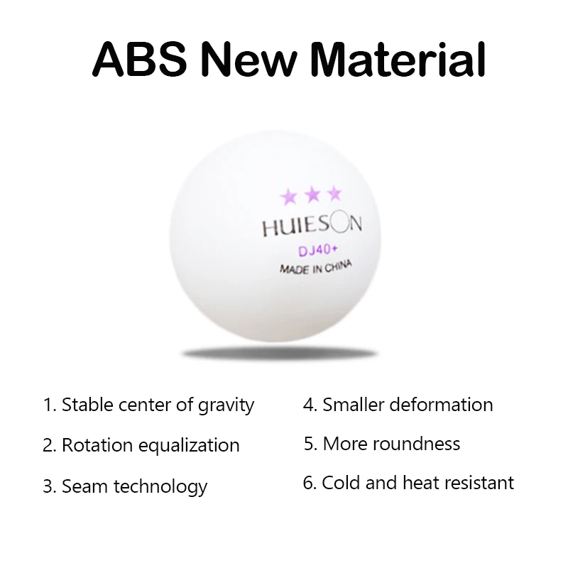 Huieson Ping Pong Balls 3 Stars DJ 40+ ABS New Table Tennis Balls 100/50/30/15 Pack