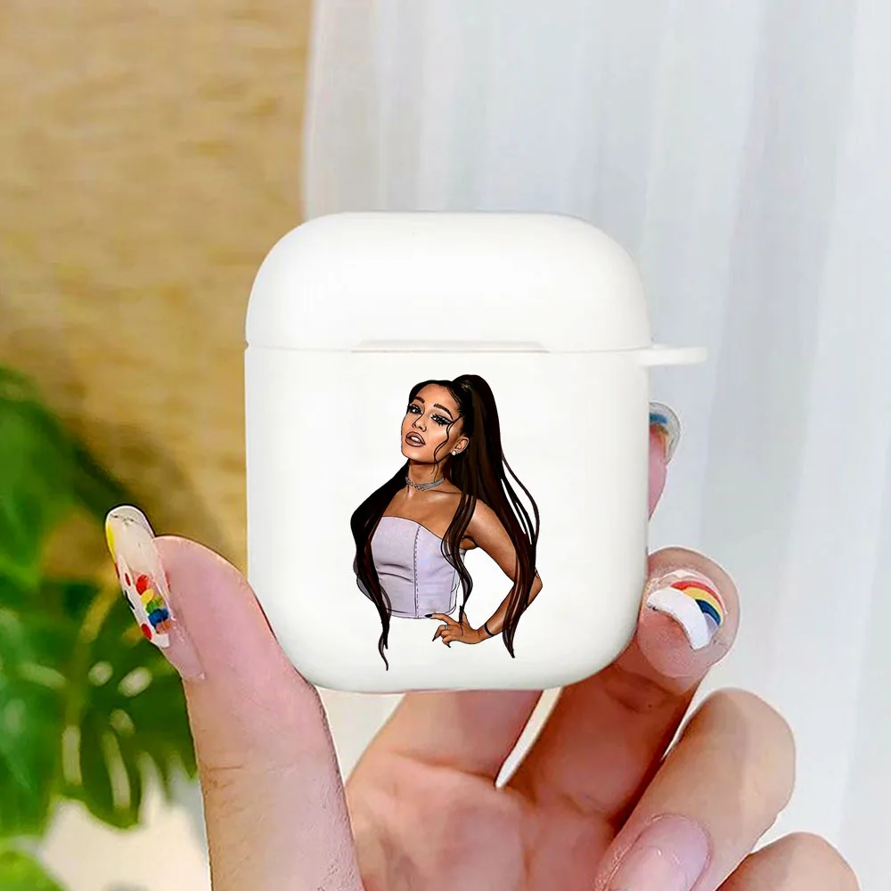 

Cute Ariana Grande Positions Soft TPU White AirPod Case For Apple AirPods 1 2 Headset Cover Wireless Bluetooth Earphone Coque