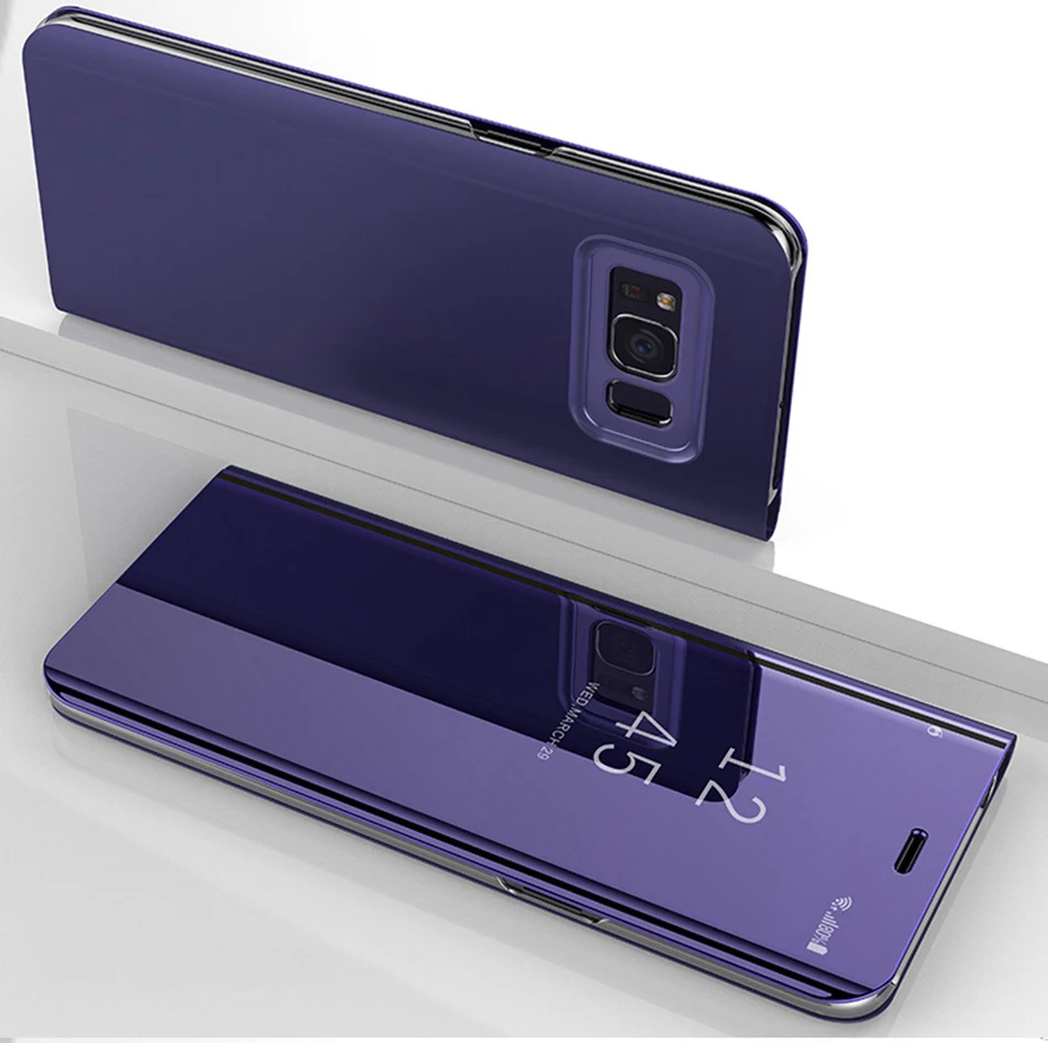 Флип чехол для телефона Samsung Galaxy S7 S10 S8 S9 зеркальный размер держатель Note 5 8 9 Plus