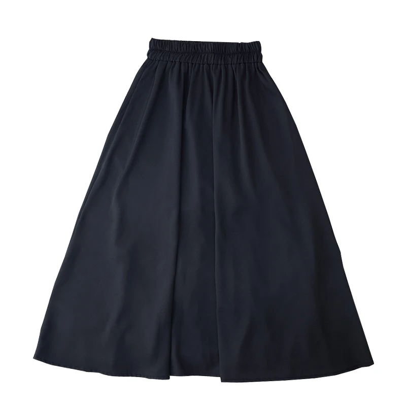 

2021 Spring Summer Korean Chiffon Pleated Long Skirt Womens High Waist Skirt Sweet Ladies Elastic Waist Skirts Grace Party